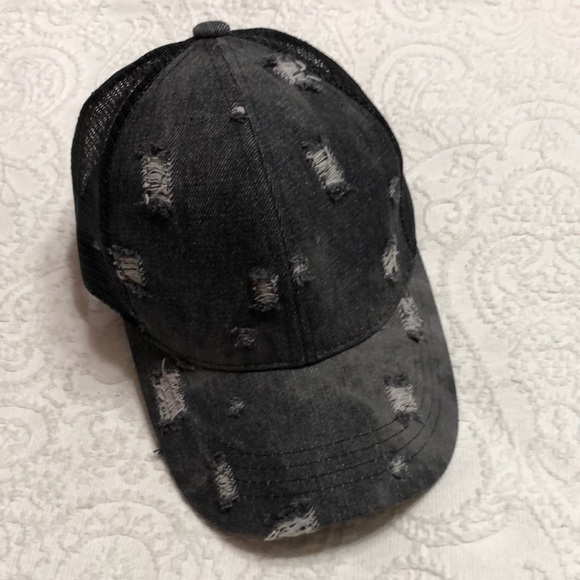 C.C Accessories - C.C Exclusives Ponytail Hat for Women Distressed Black Cap